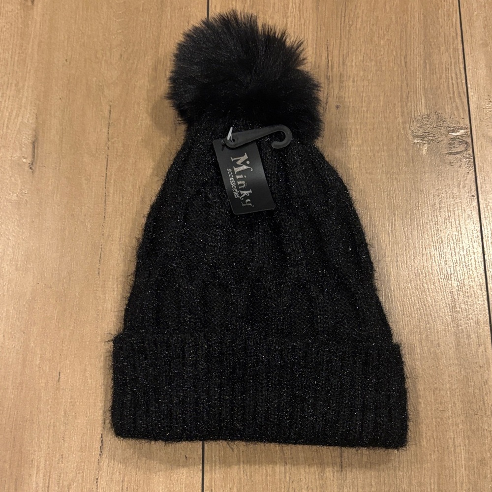 Minky Pom Pom Knit Beanie Size 0S